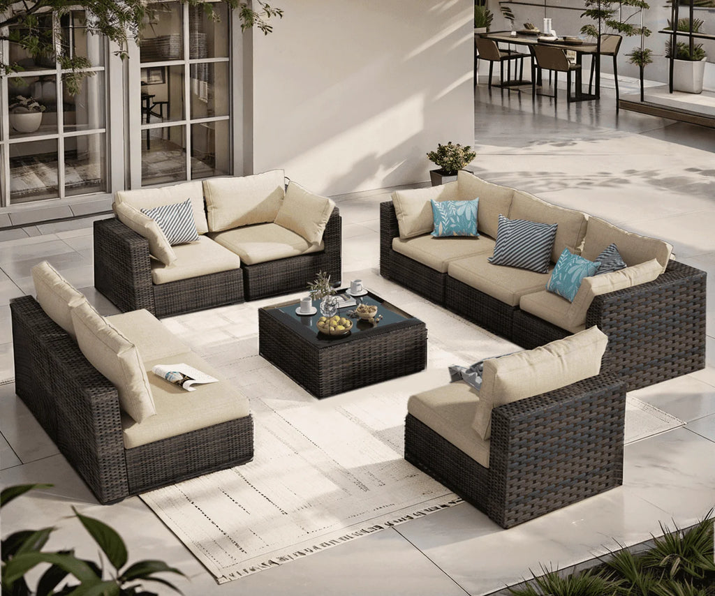9 Pieces PE Wicker Rattan Outdoor Sofa Set C5132
