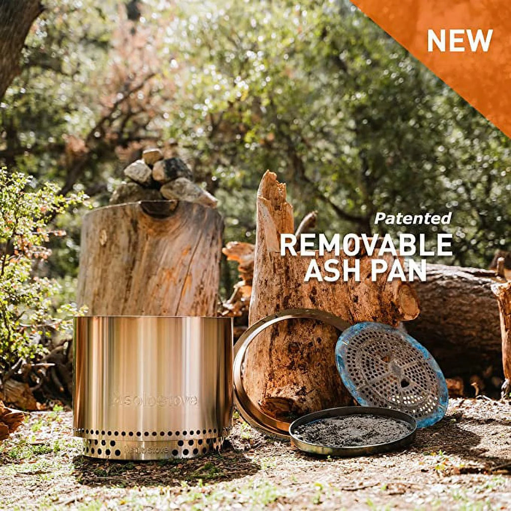 Portable Smokeless Fire Pit with Stand, Grill & Hub, Stainless Steel/Cast Iron Y404