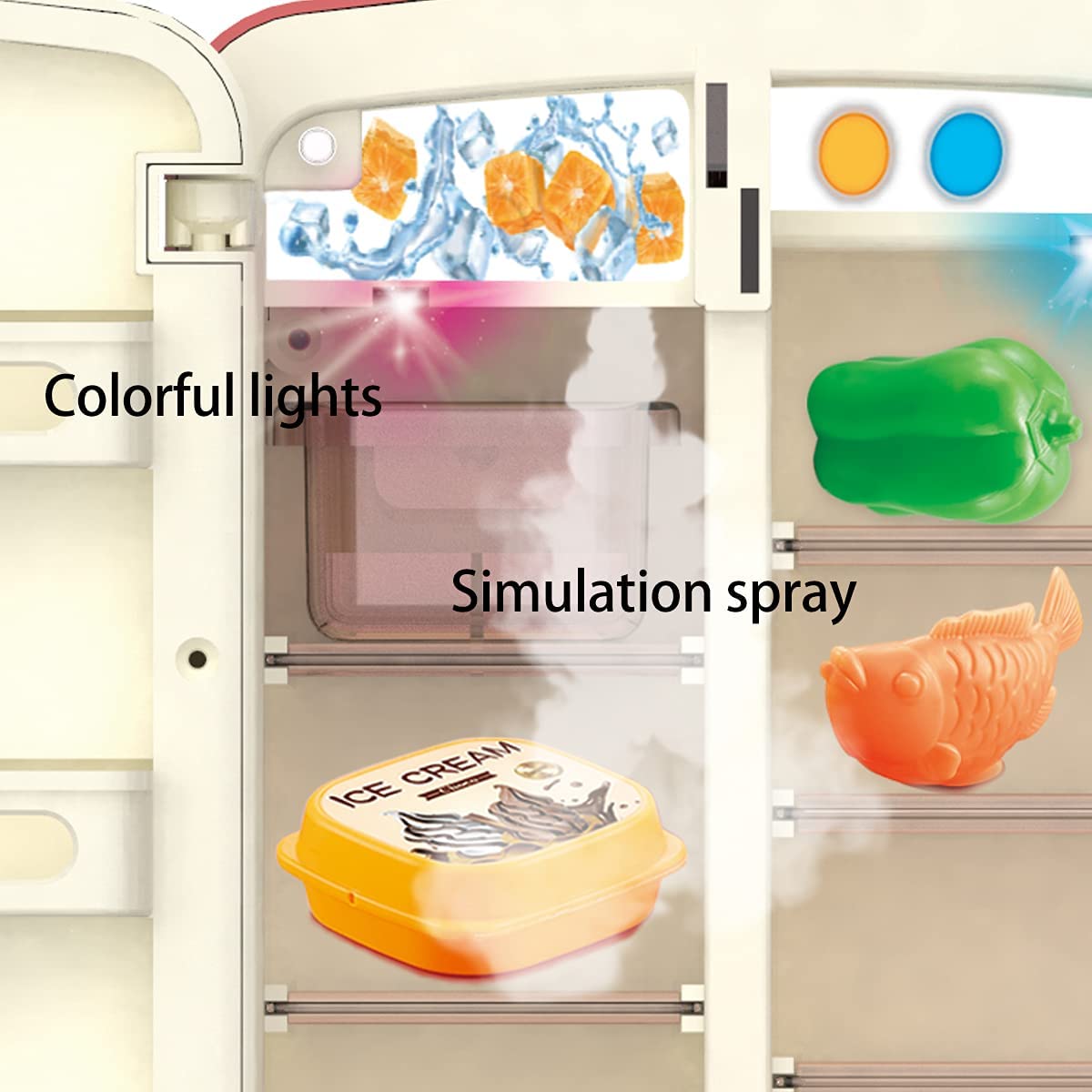 Toys Fridge Refrigerator with Ice Dispenser Pretend Play Kitchen Set R207