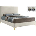 Cream Velvet Full Bed with Gold and Chrome Legs N34442