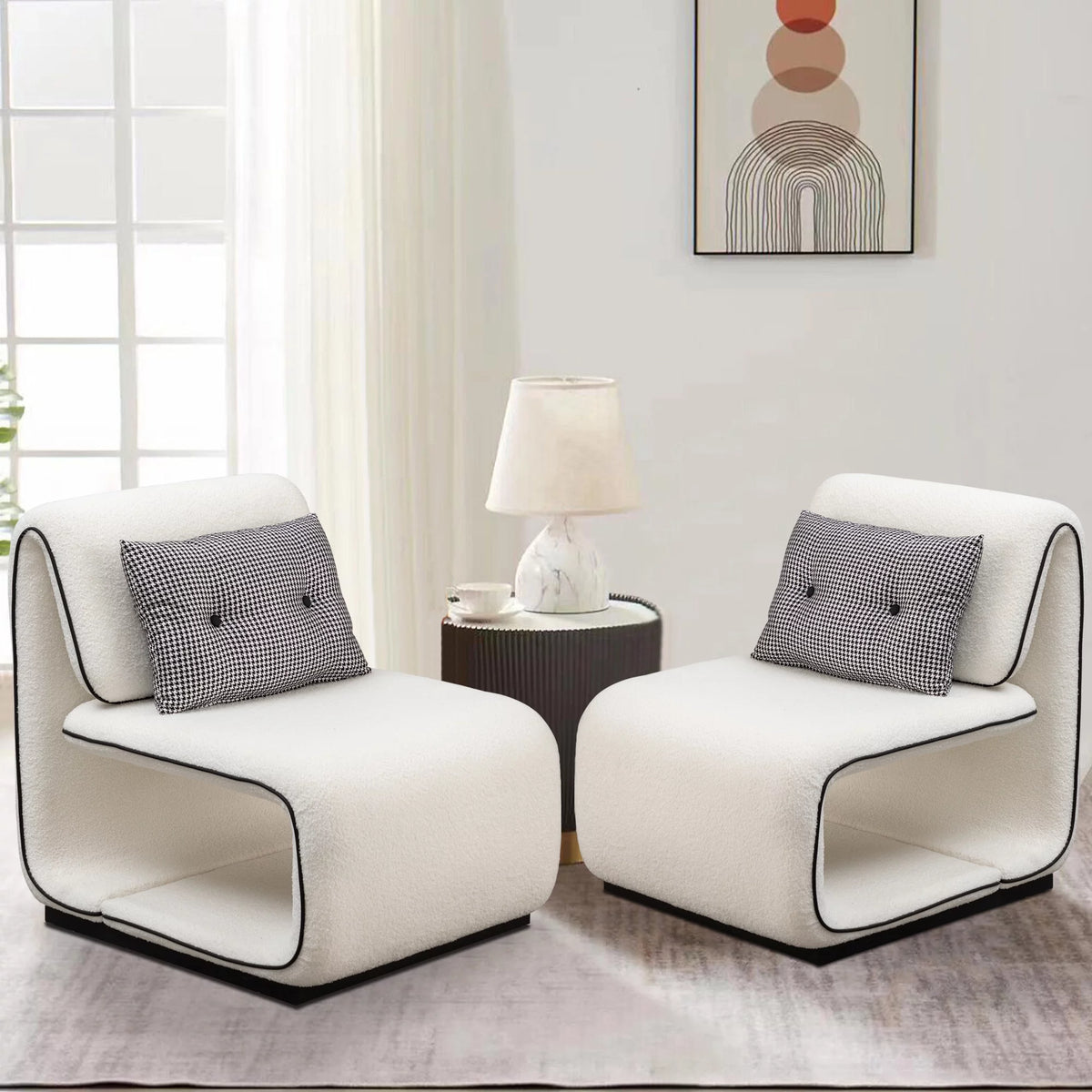 White Upholstered Sherpa Accent Chair X517078