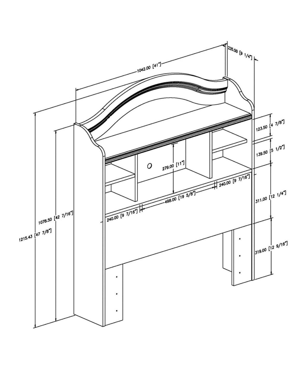 Twin Bookcase Headboard Espresso G375