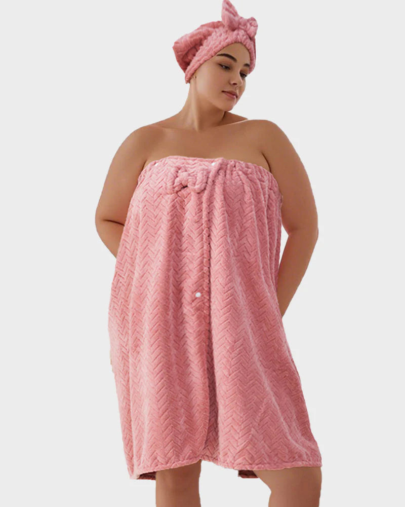 Adjustable Plus Size Bath Skirt & Quick-Dry Cap Set V182