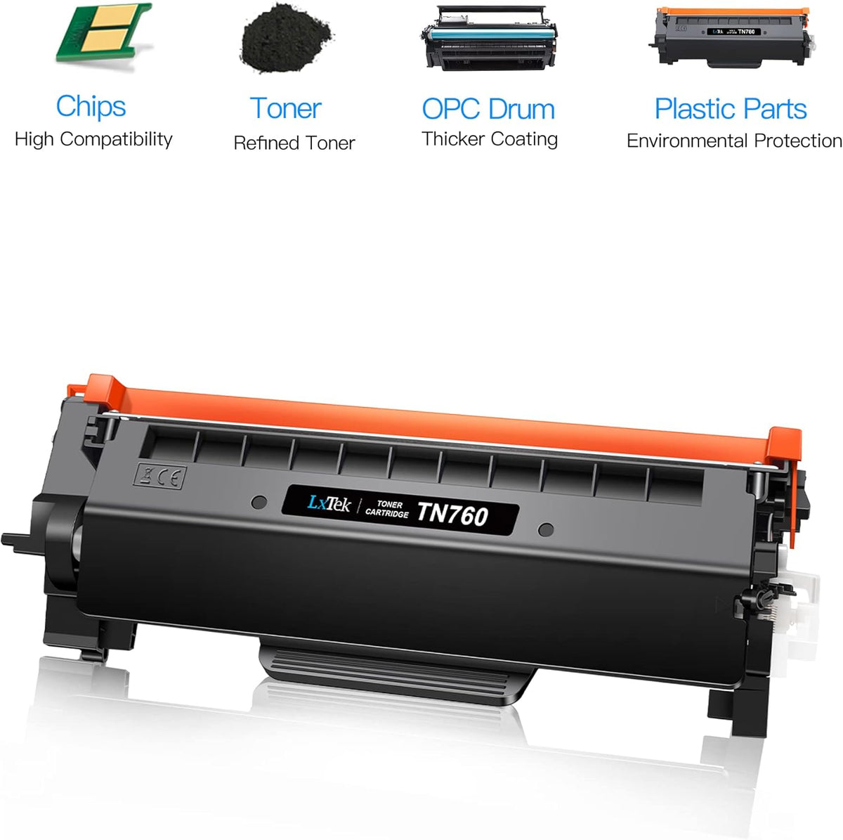 Compatible Toner Cartridge Replacement for Brother TN760 TN730 (Black, 4 Pack) Y67856