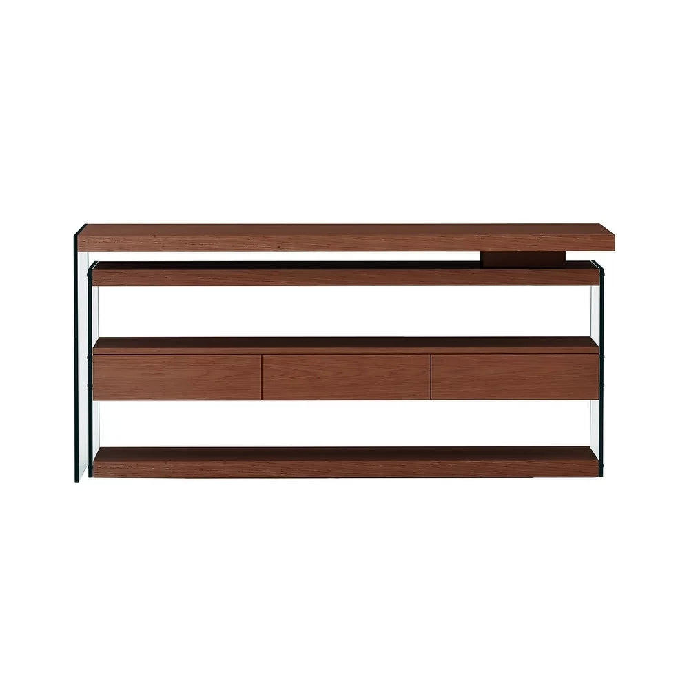 Rotatable Wooden Desk with 3 Drawers and 3 Shelves L896154