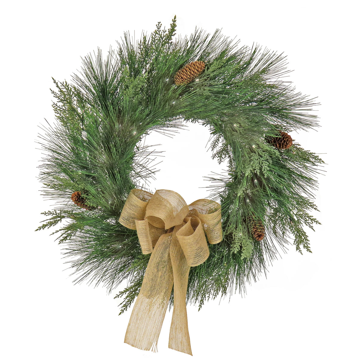 Pre Lit Artificial Christmas Wreath, 22 Inches G494