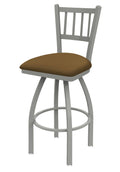 30-Inch Swivel Bar Stool with Anodized Nickel Finish and Canter Saddle Seat A44632
