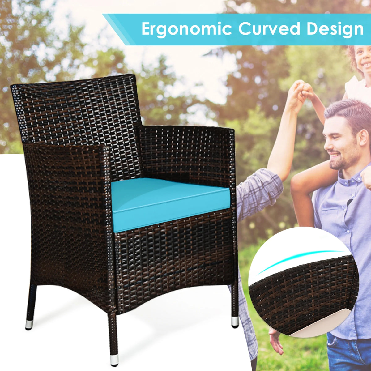 8 Pcs Patio Rattan Furniture Set with Cushioned Chair Loveseat Table N8206