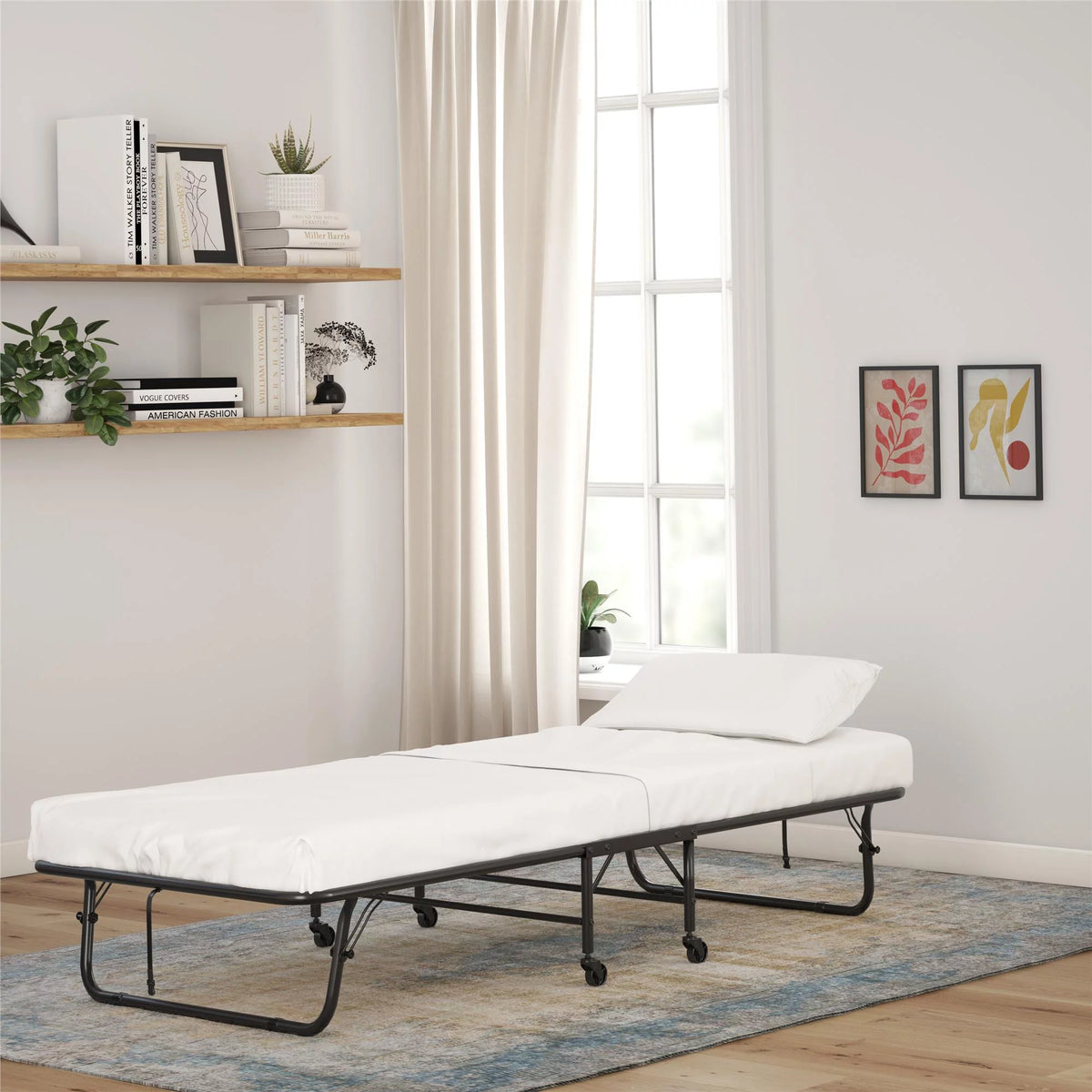 Folding Rollaway Guest Bed with 5 Inch Mattress, Twin X920788