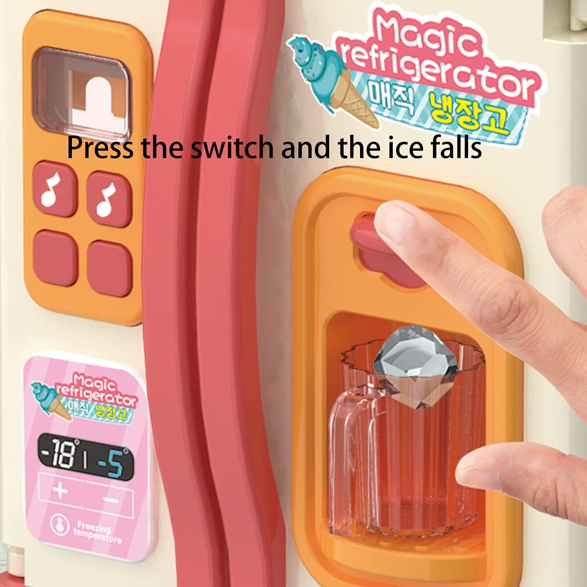 Toys Fridge Refrigerator with Ice Dispenser Pretend Play Kitchen Set R207