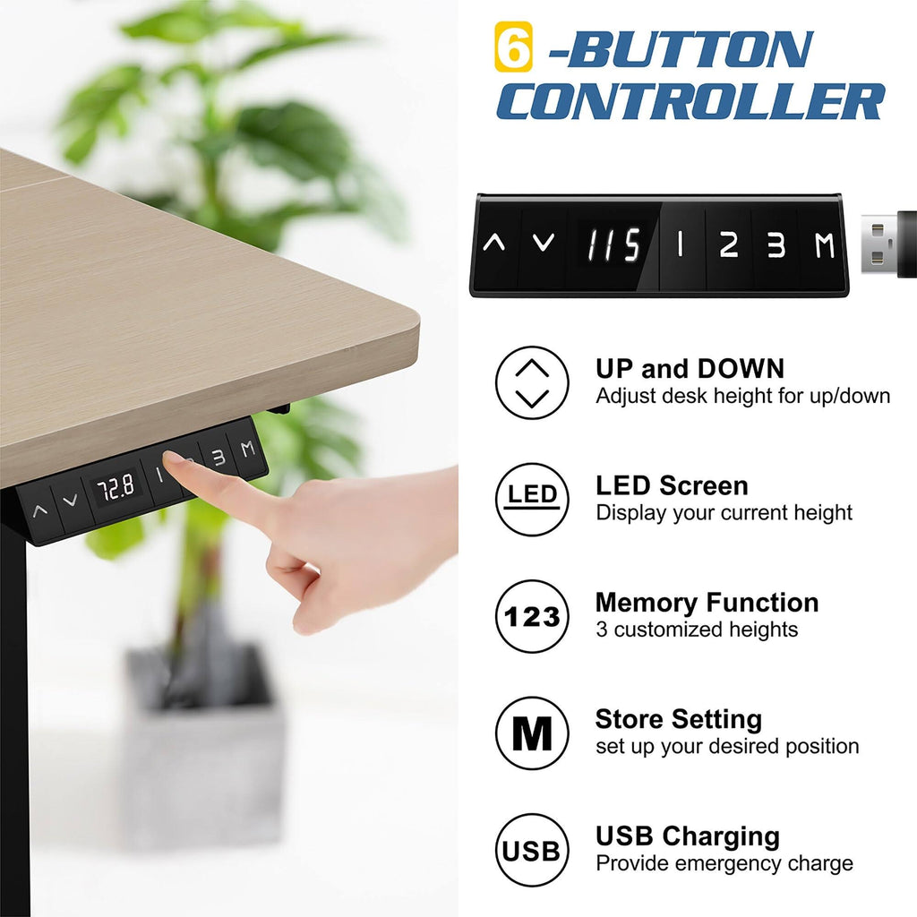 Black Height Adjustable Electric Standing Desk with Splice Board G30695