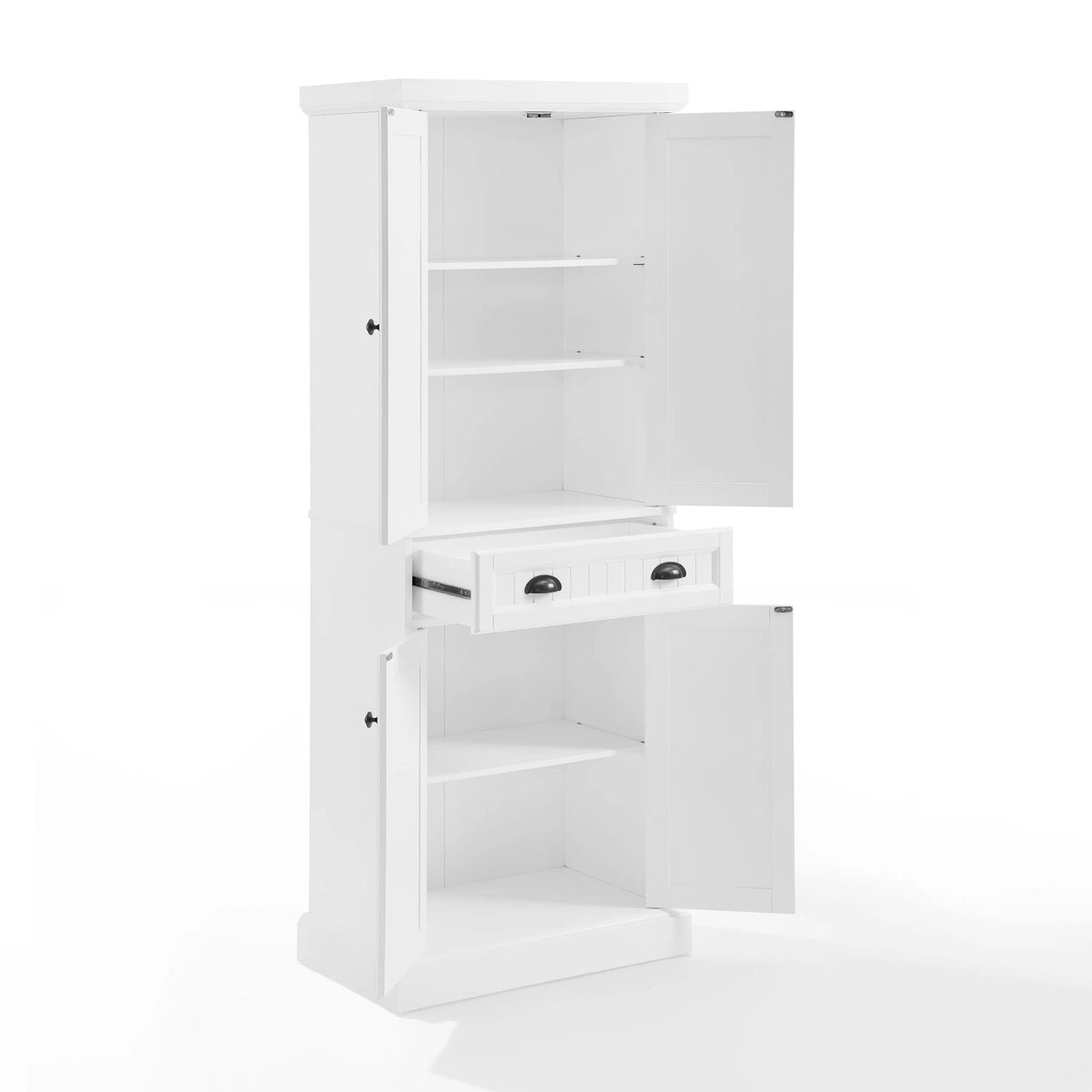 Distressed White Black Wood Pantry W8566