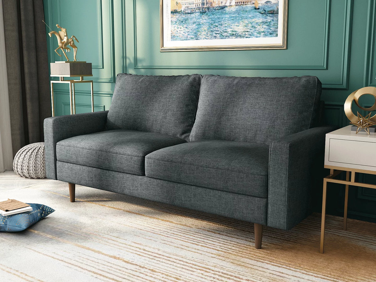 Linen Modern Sectional Sofa Sleeper Dark Gray Y48383