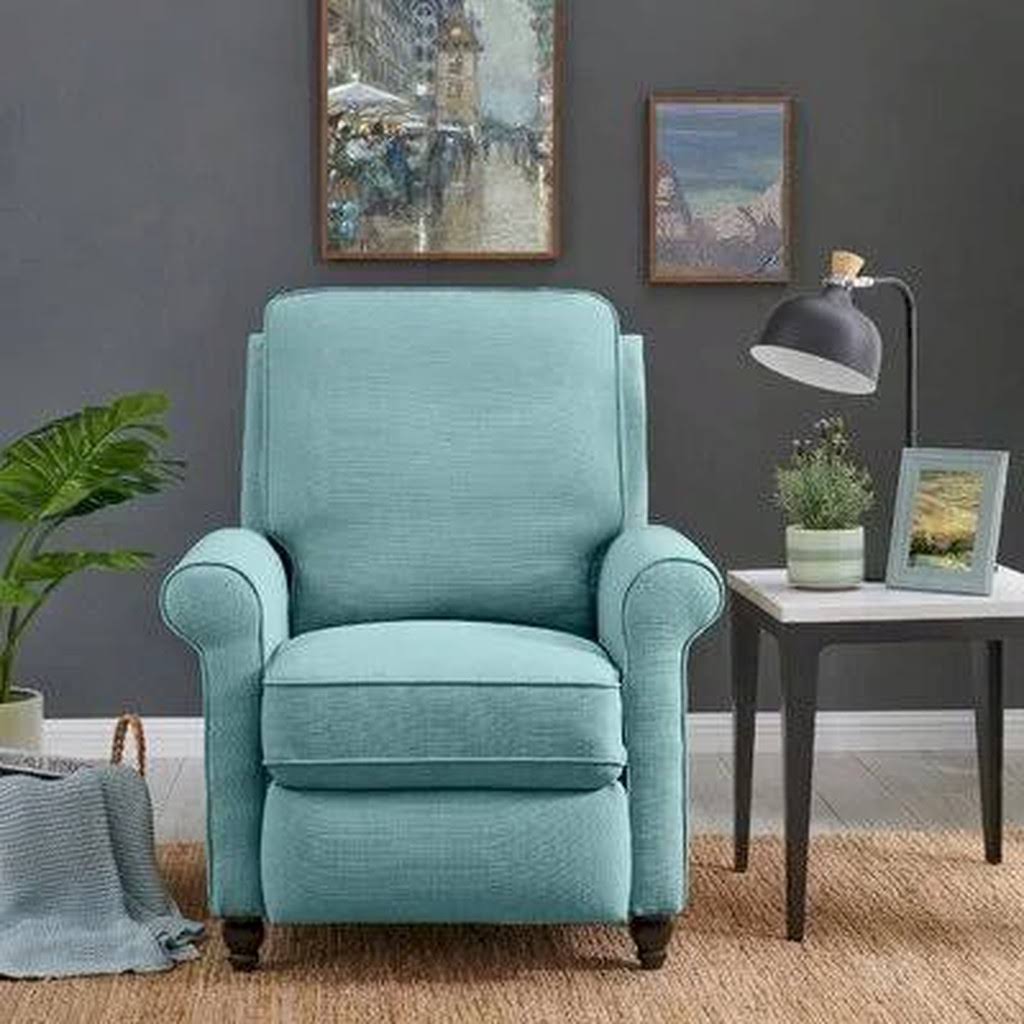 Sky Blue Polyester Manual Standard Recliner V181503