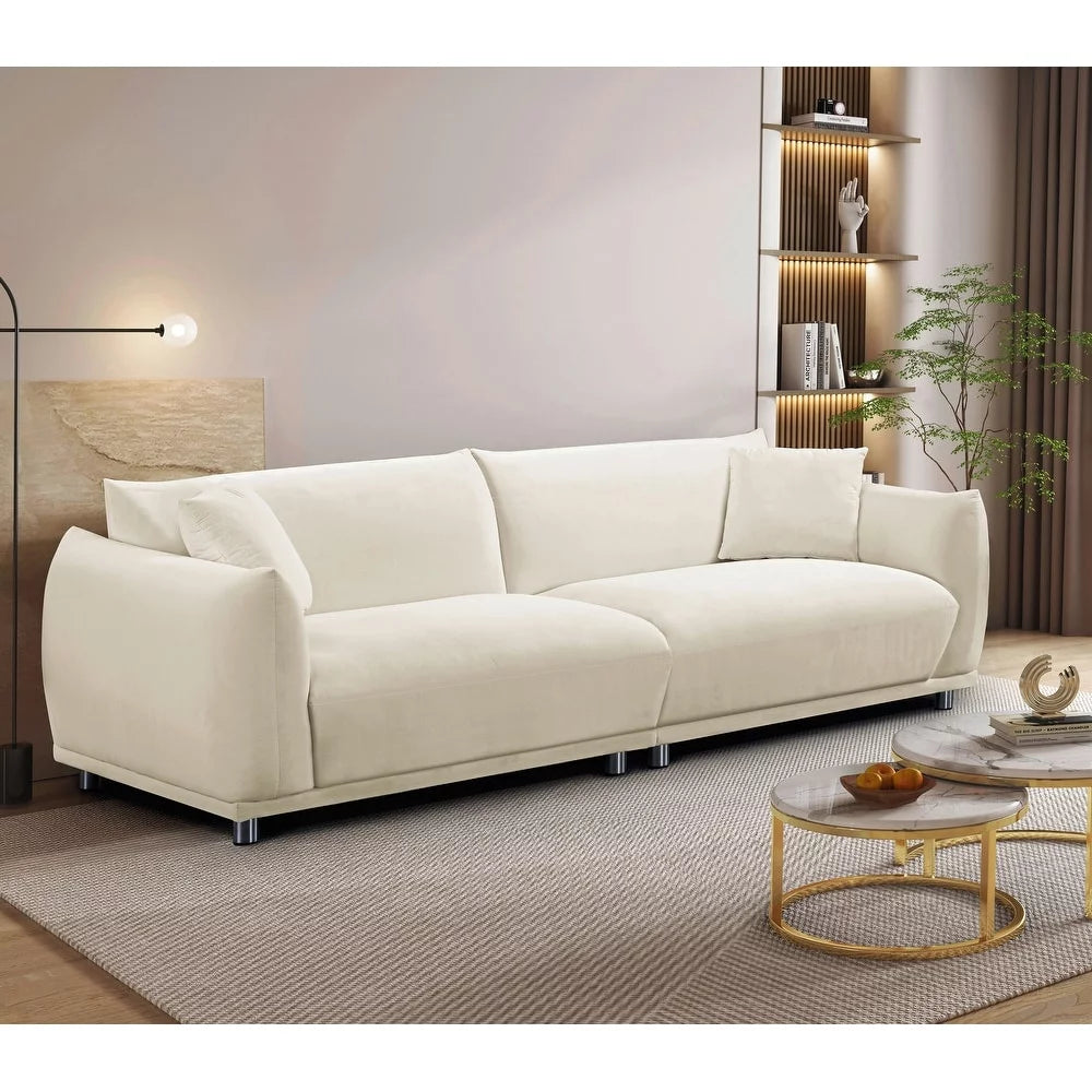 Cream White Velvet Sofa P31742
