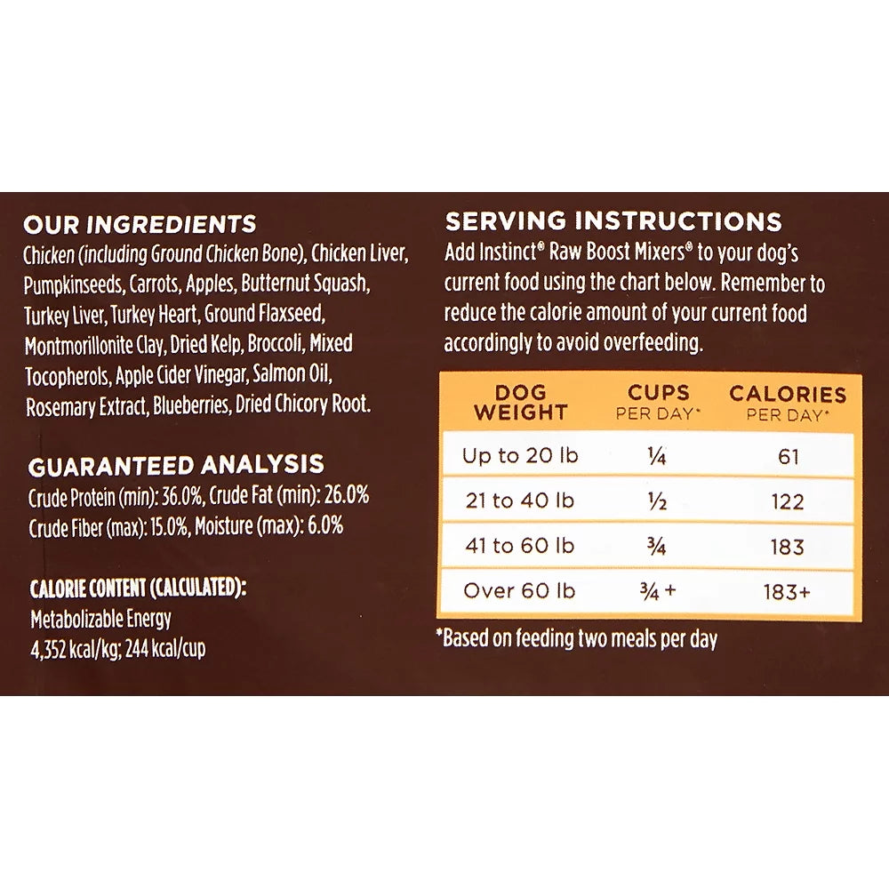 Freeze Dried Raw Boost Mixers Grain-Free Chicken Dog Food Topper 6 oz F1329