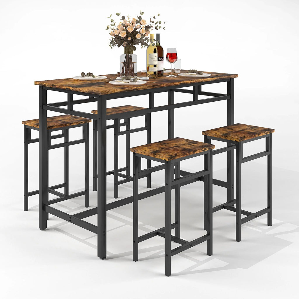 5-Piece Counter Height Pub Dining Set with Foot Support A3272