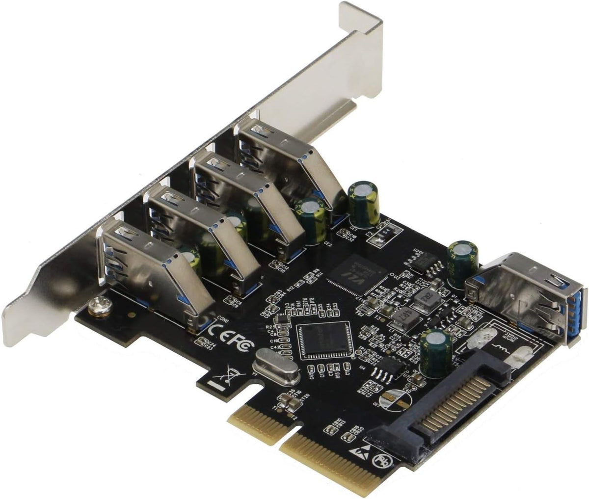 PCIe 5 Port USB 3.1 Gen II Adapter Card with Low and Standard Profile Brackets I887