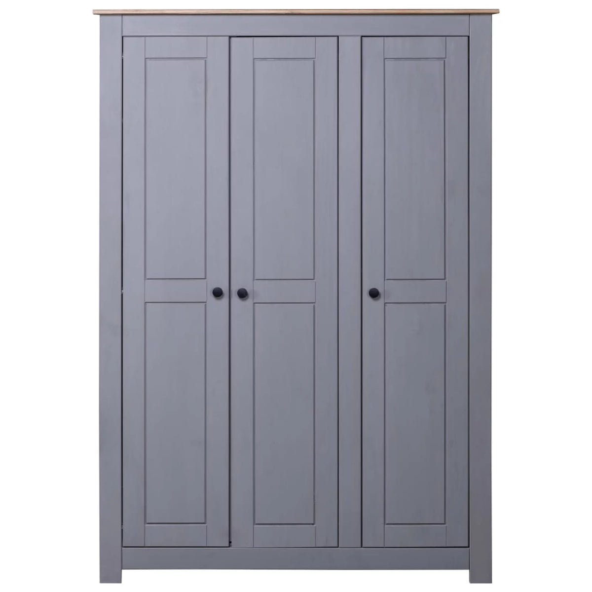 3-Door Gray Pine Wardrobe E897565