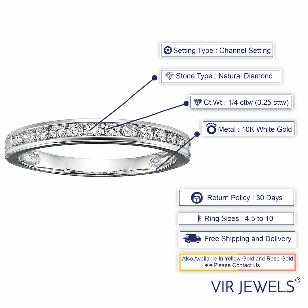 10K White Gold Diamond Wedding Band Size 7 T82552