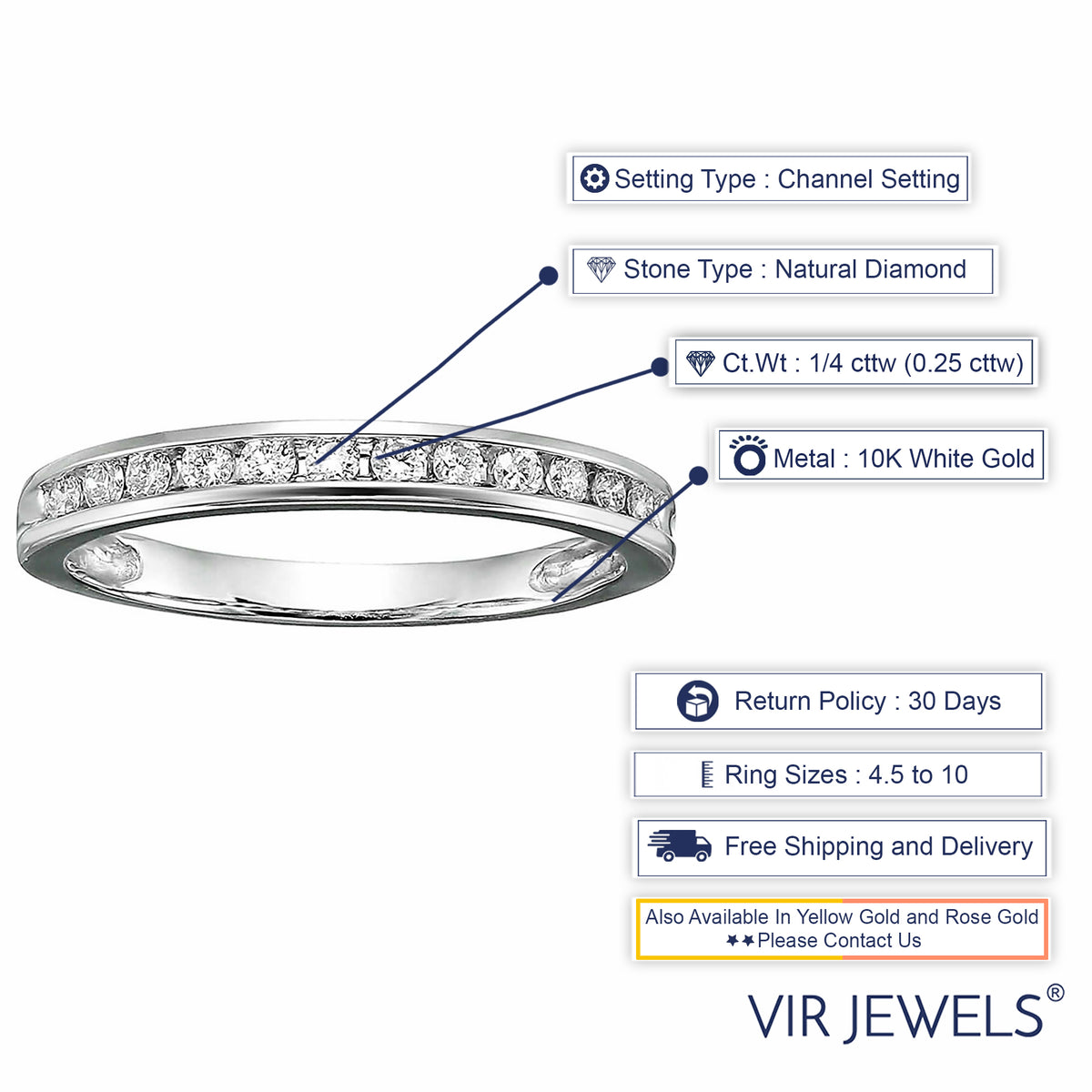 10K White Gold Diamond Wedding Band Size 7 T82552
