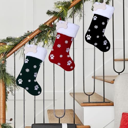 Black Pet Christmas Stockings with Wooden Bone Tag M67415