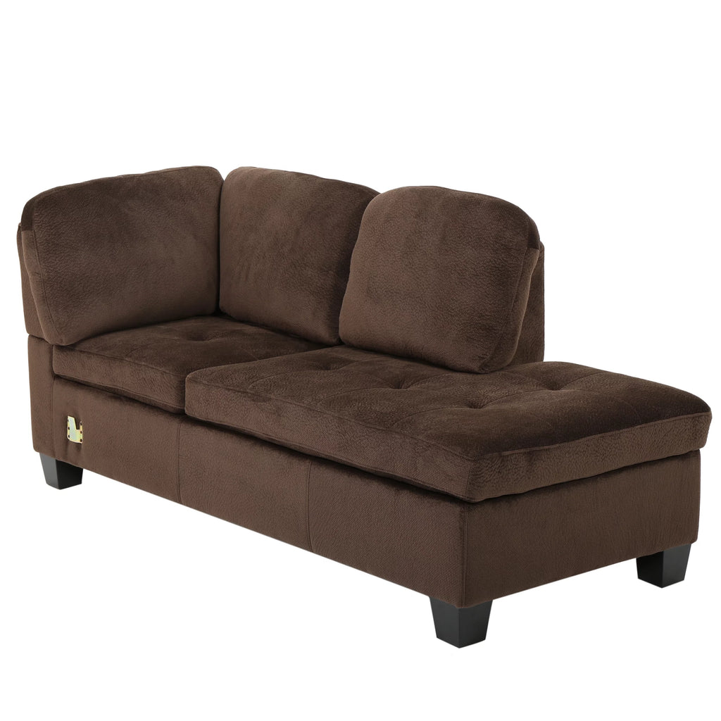 Chocolate Fabric 4 Seater Sectional Sofa with Ottoman S1367