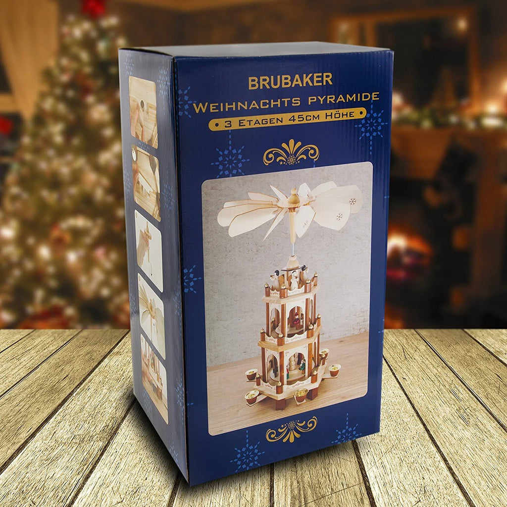 Wooden Christmas Pyramid 18 Inches 3 Tier Carousel U18517