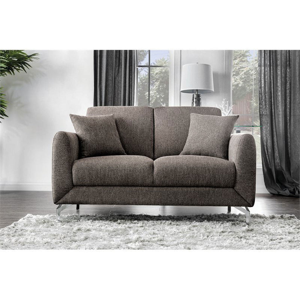 Brown Fabric Upholstered Loveseat S599308