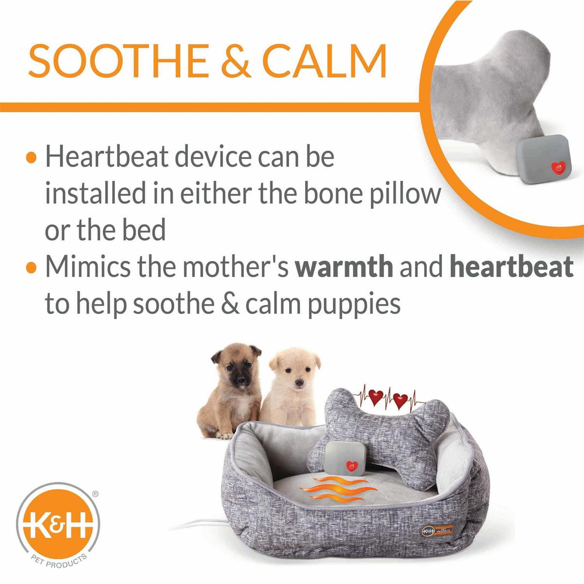 Heated Pet Bed with Bone Pillow W649573