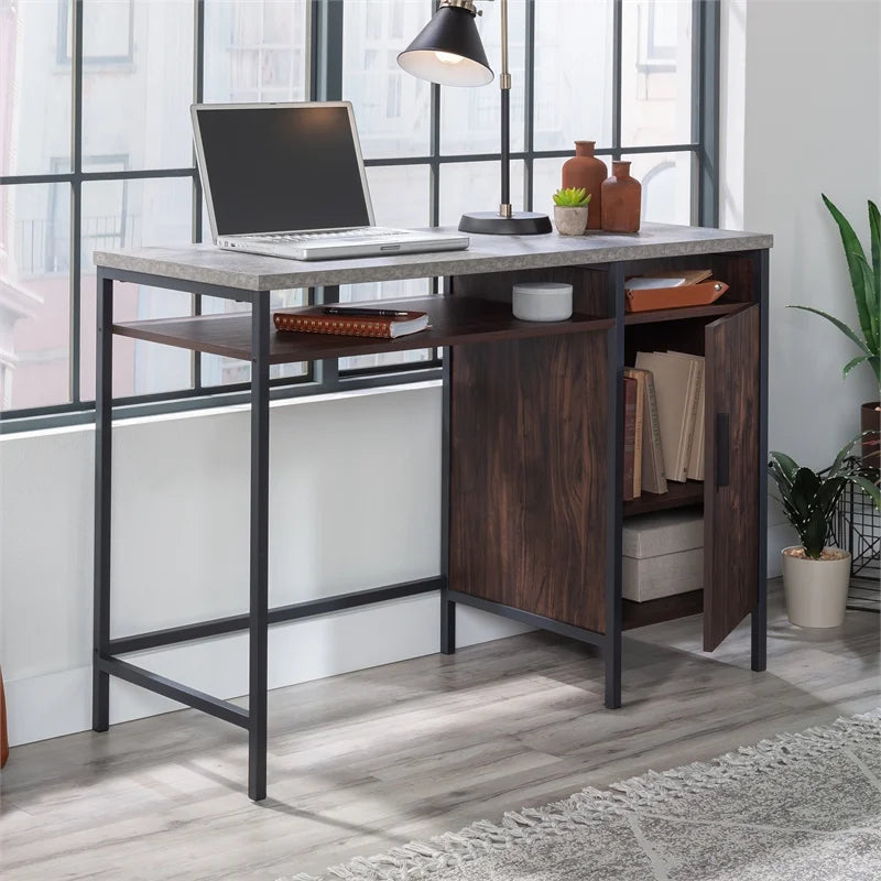 Engineered Wood and Metal Desk in Rich Walnut Y774824