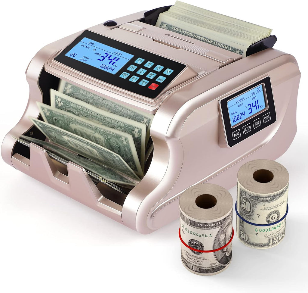 Rose Gold Money Counter Machine with 3 Screens V567