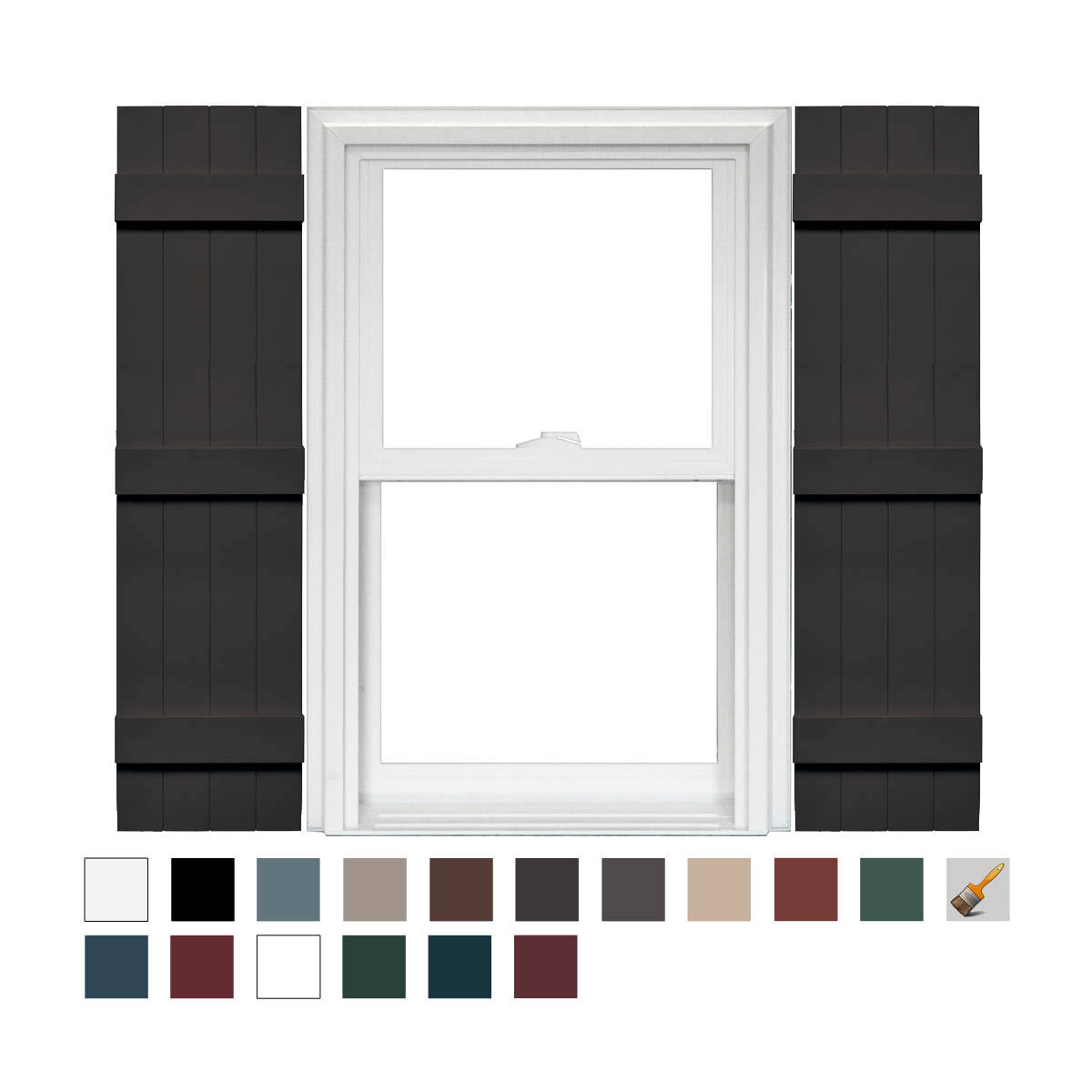 4 Board and Batten Joined Vinyl Shutters (1 Pair) - 14 x 63 Musket Brown U533