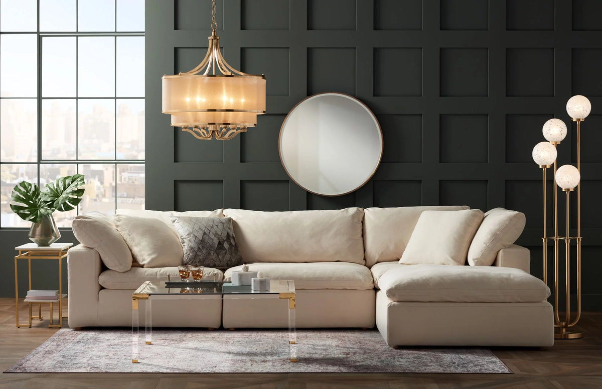 Modern Cast Acrylic Square Coffee Table 40" Wide Clear Gold Tempered Glass Tabletop G797