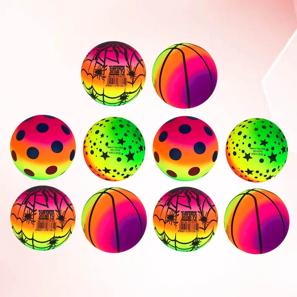 10 Pcs 16 CM Rainbow Balls Elastic PVC Beach Sports Play Ball L223910