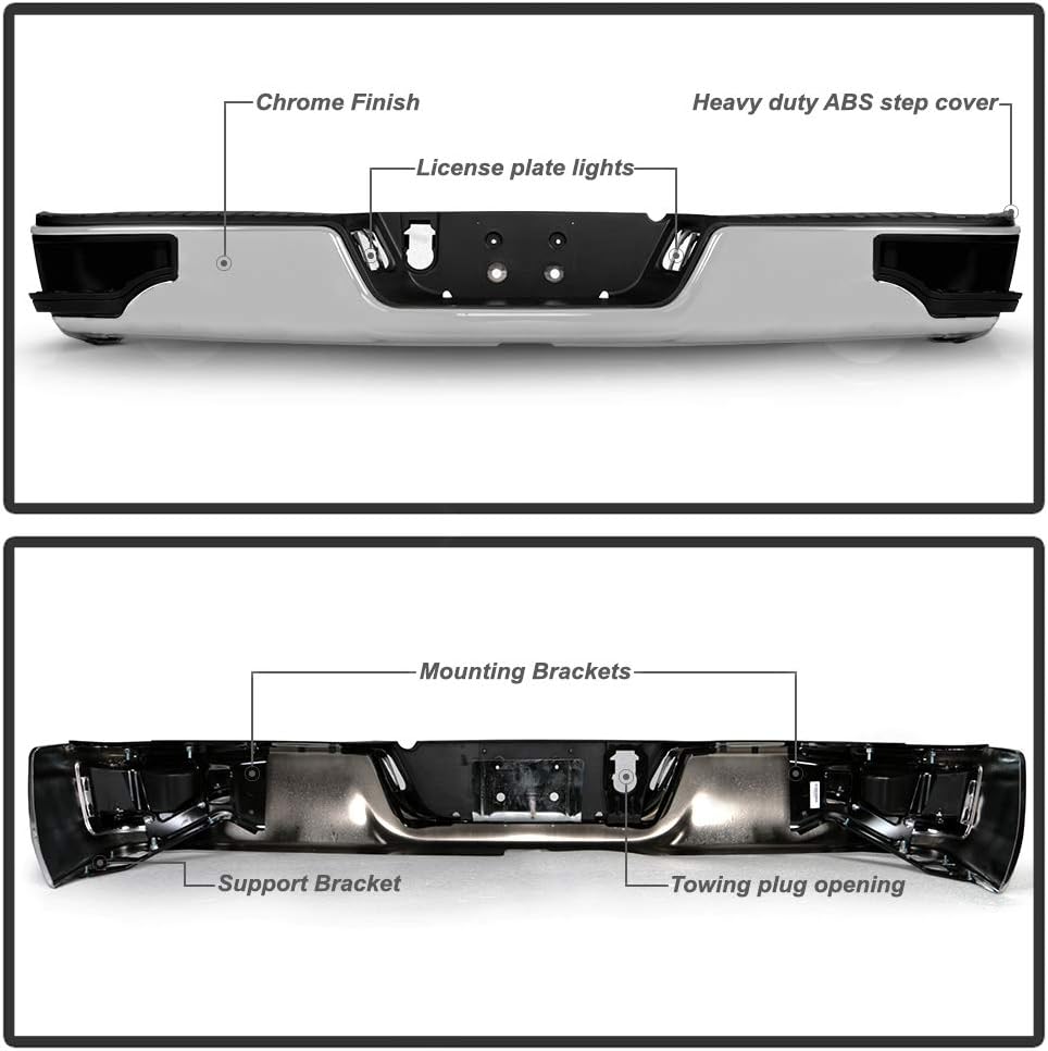 Chrome Steel Complete Rear Bumper Assembly Z830233