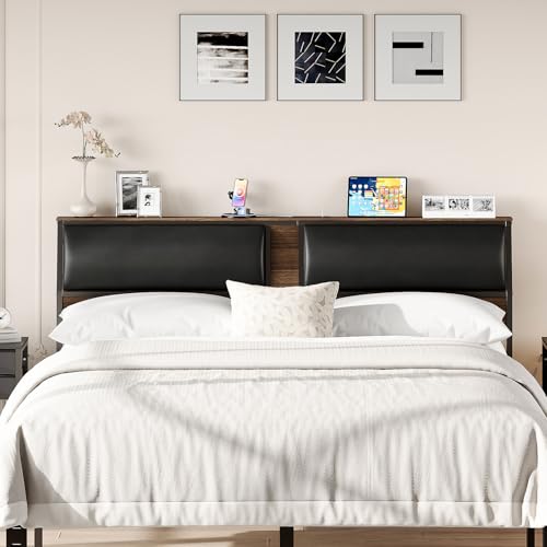 King Size Upholstered Headboard with Charging Station V640