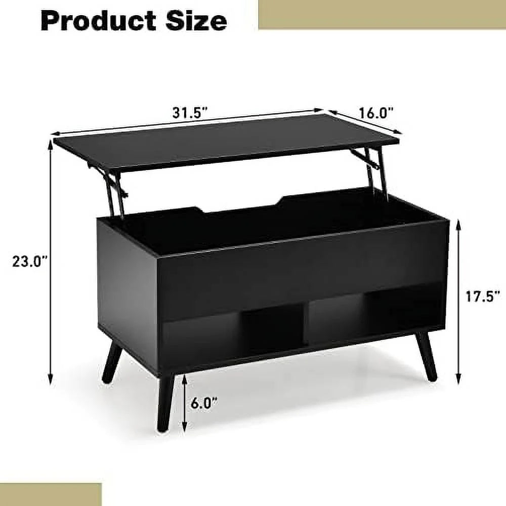 Lift Top Coffee Table with Hidden Compartment and 2 Open Shelves S1523