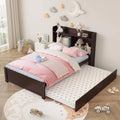 Twin Bed Frame with Trundle and Storage Bookcase P1101