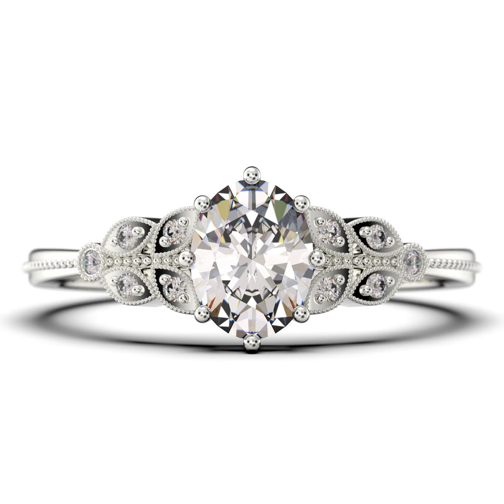 Oval Cut Diamond Moissanite Engagement Ring Set in 925 Sterling Silver E11077