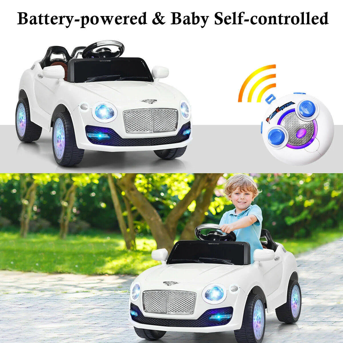 White Kids Ride on Car with Remote Control O199495