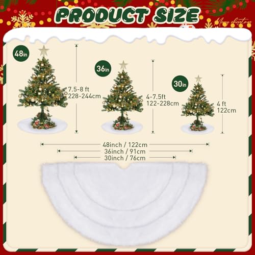 White Faux Fur Plush Christmas Tree Skirt Y1002