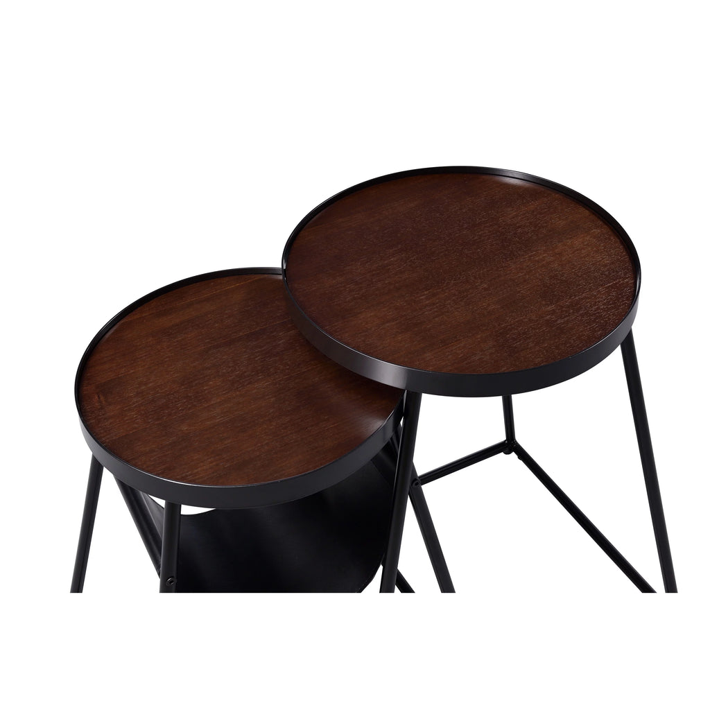 Matte Black Steel 2-Piece Nesting Tables Set J41016