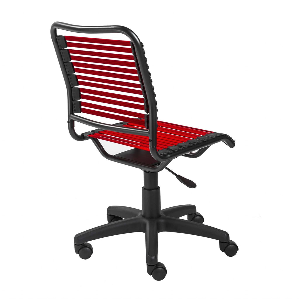 Red Flat Bungie Cords Low Back Office Chair with Graphite Black Frame and Base S15707