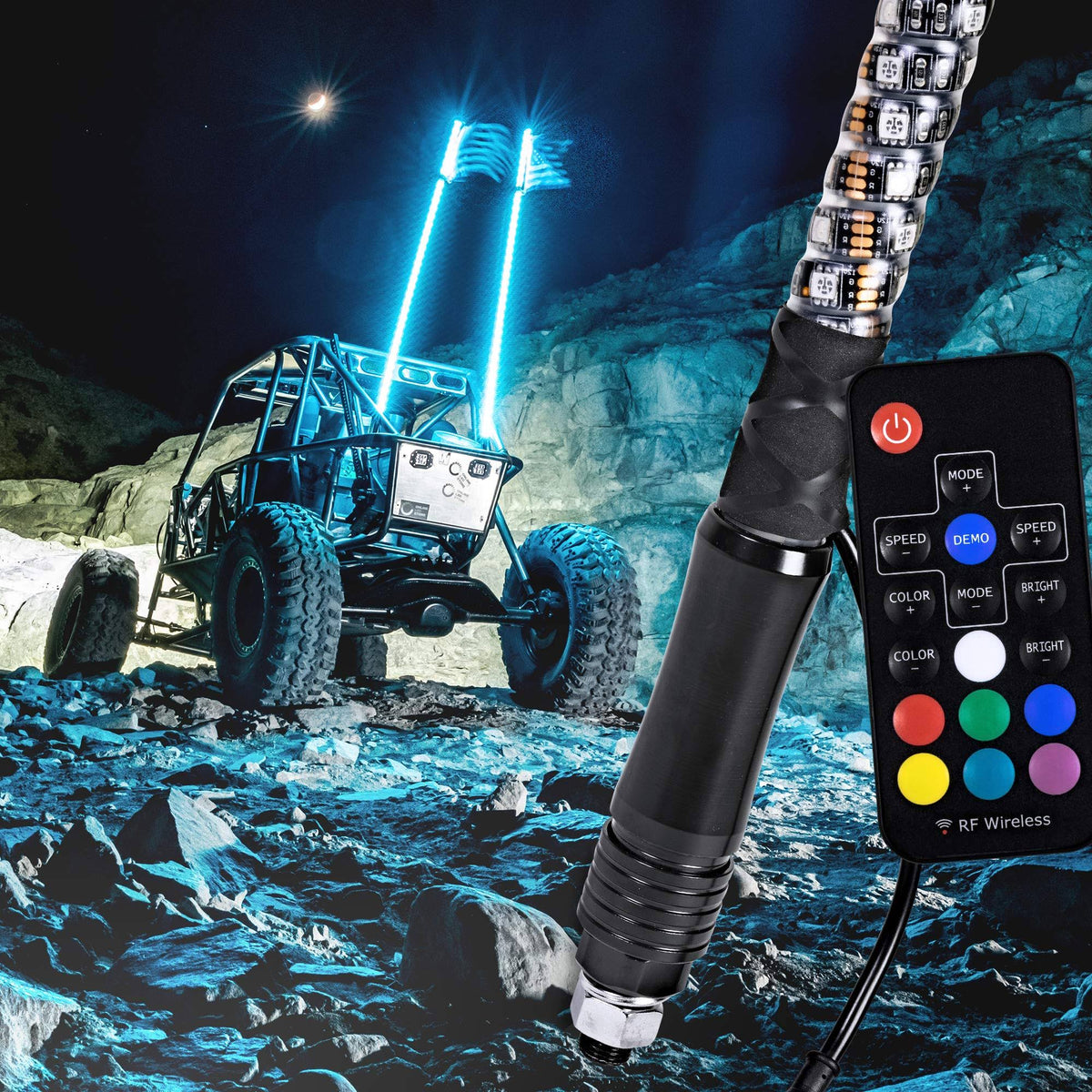 6ft Spiral LED Whip Lights with Wireless Remote H785