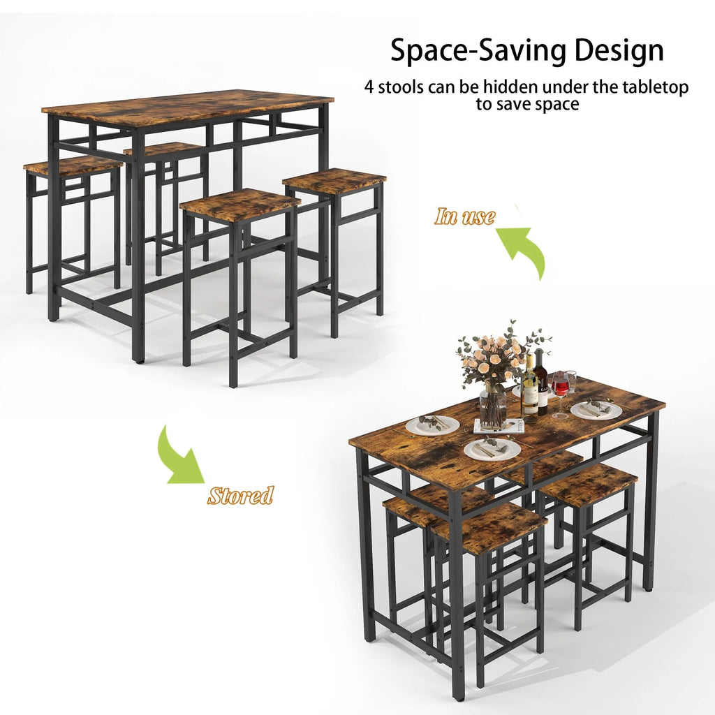 5-Piece Counter Height Pub Dining Set with Foot Support A3272