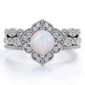 Vintage Trio Wedding Ring Set in 18K White Gold over Silver N903519