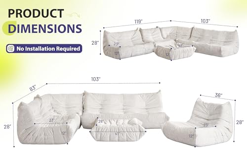 Beige Faux Fur Memory Foam Bean Bag Chair U1554