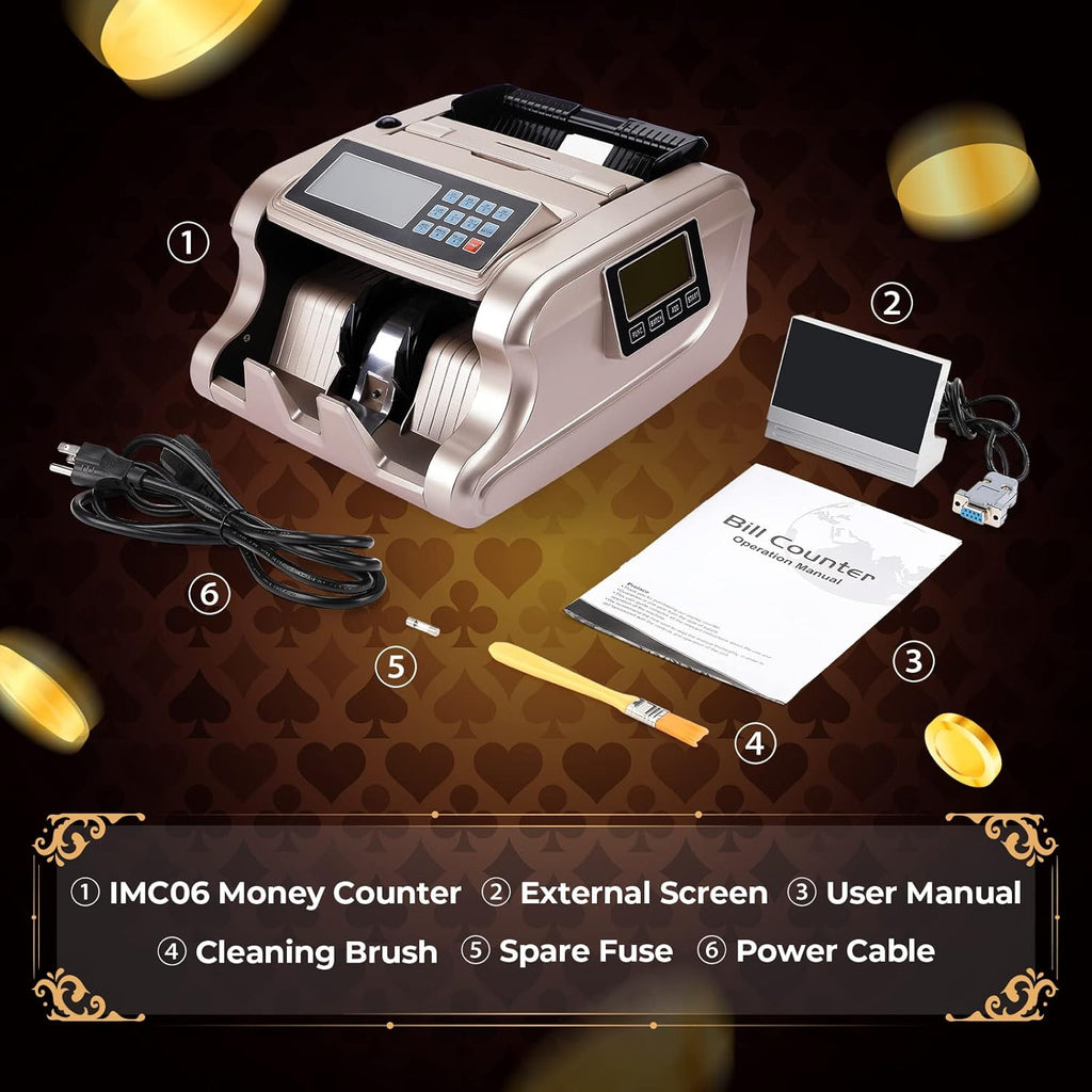 Rose Gold Money Counter Machine with 3 Screens V567