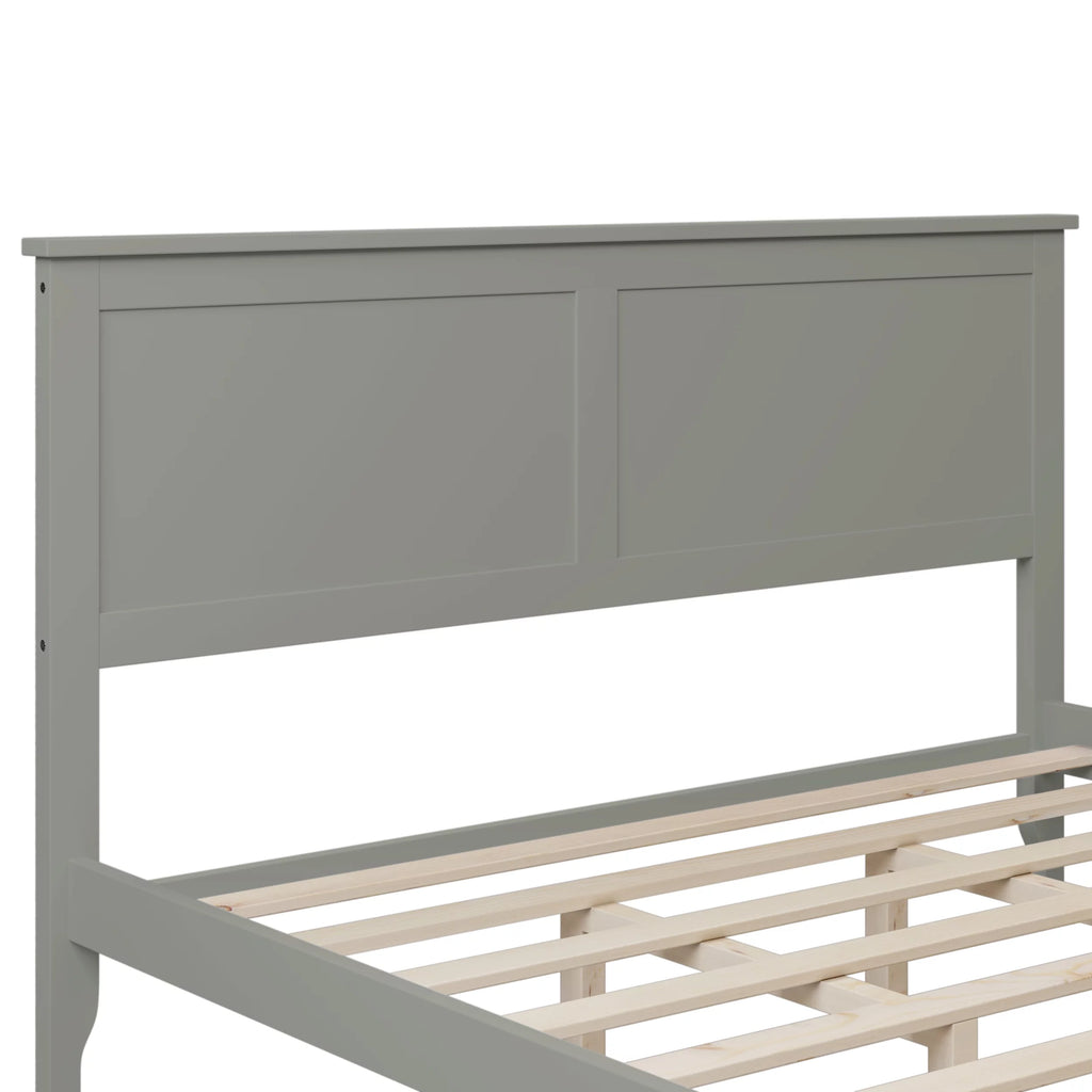 Espresso Queen Size Wood Platform Bed Frame with Headboard B2513